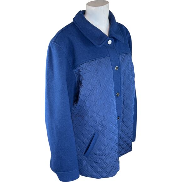 Isaac Mizrahi Live! Estate Mixed Media Quilted Barn Jacket Dark Navy X-Large - Picture 10 of 16